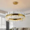Lustres à bande de LED inclus Suspension intérieure ronde dorée post-moderne avec cristal de haute qualité dans le salon à manger