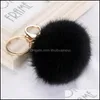 Keychains Fashion Aessories Fur Keychain 1Pc Cute Pompom Fake Ball Key Chain Fluffy Pompon Keyring Bag Charms Ring Llaveros Chaveiros Drop D