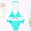 Bikini Set New Summer Falbala Kids Bikinis Meninas Swimwear Swimsuit Solid Children Bianini Infantil Terno de banho A146