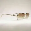 Vintage Luipaard Stijl Zonnebril Vrouwen Randloze Diament Cut Metalen Ramki Brillen Voor Mannen Outdoor Club Culos Shad