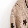 Za Embroidered Knit Cardigan Women Vintage Long Sleeve Bead Applique Cropped Sweater Female Chic Winter Embroidery Top 210602