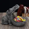Gift Wrap Big Mouth Hippo Storage Figurine Key Bowl Resin Candy Dish Home Decor YU-Home