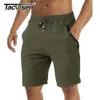 TACVASEN Summer Zipper Pocket Sport Shorts Breathable Men's Casual Running Elastic Waist Gym Fitness Jogger Sweat 210714