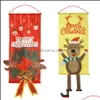 Decorazioni natalizie Forniture per feste festive Giardino domestico Bandiere appese Vetrina Ciondolo Ornamento da parete per stanza Natale all'aperto Babbo Natale Dicembre
