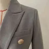 Rahat Yüksek Kaliteli Kumaş kadın Ceket Takım Elbise Sonbahar Kruvaze Bayanlar Blazer Mizaç Ofis Klasik 210527