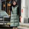 Piumino da donna FTLZZ Gilet invernale con cappuccio lungo in piuma leggera Giacca 90% anatra bianca Cappotto sottovita Casual verde senza maniche Capispalla Luci