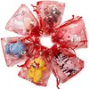 100 pz/lotto Organza Sacchetti con Coulisse per Anelli Orecchini Sacchetto di Cerimonia Nuziale Baby Shower Compleanno Regalo di Natale Pacchetto