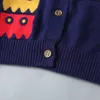 Ankomst Pojke tröja Barnkläder Trycktecknen Baby Boys Cardigan Button Blue Knitwear 1-5T Kids 210629