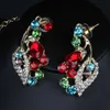 2020 Mode Bruiloft Accessoires Hollow Leaf Inlay Crystal Bridal Oorbellen Ketting Sieraden Sets Voor Dames Bruiden H1022