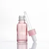5ml 10ml 20ml 30ml 50ml 100 ml Botella de gotero de cristal de rosa claro Suero Esencial Botellas de perfume de aceite con pipeta de reactivo