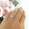 Cluster Anéis Emerald 925 Sterling Silver Ring Finger Quatro Princesa Corte Topázio Gemstone Elegante Para As Mulheres Noivado Casamento Jóias