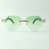 Óculos de sol clássicos requintados com diamante XL 3524027, óculos com hastes de madeira azul-petróleo natural, tamanho: 18-135 mm