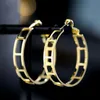 女性のための大きな幾何学的な円のイヤリングのための中空の金属の韓国のファッションS925針2021アクセサリーの耳のリングの女性のイヤリングフープhuggie