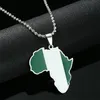 Kedjor rostfritt stål emalj unisex silver färg afrika karta nigeria flagga hängen halsband för kvinnor män afrikanska smycken gåvor