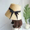 Handmade Summer s Women Ladies Sun ribbon Bowknot Beige Straw Adjuatble Beach Wide Brim Kentucky Derby Hat