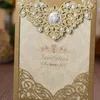 2021 Red Gold Laser Corra Crown Flora Convites Do Casamento Cartões Cartões Decoração Do Partido de Evento Do Casamento Com Folha Interna e Envelope