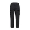 Poches zippées à la cheville arrière Pantalon cargo pour hommes High Street Cordon Salopette droite noire Oversize Loose Casual Pantalon P0811