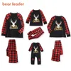 Lider Bear Leader Christmas Ojciec Matka Odzież dziecięca Top + Spodnie Rodzinny Dopasowywanie Strój Lattice Xmas Sleepwear PJ's Set Baby Romper 210708