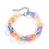 Link Chain Trendy Multicolor Transparent akrylarmband för kvinnor Fashion Korea Harts Chunky smycken Tillbehör Fawn22