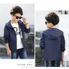 Vårjacka för pojkar 4-15t Barn Långärmad Hooded Aktiv Windbreaker Teenage Kläder Stor Sport Coat Outwear Topp 211011