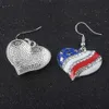 Chic American Flag Heart Star Shaped Rhinestone Ear Hook Earrings Women Jewelry Punk Q0709