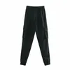 Kausal Jogginghose Frau Seitentaschen Hohe Taille Hosen Elasitc Jogger Hosen Weibliche Bleistift Streetwear 210421