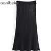 Kabel Sheer Knit Frauen Lange Maxi Rock Sommer Elastische Hohe Taille Knöchel Länge Glitter Casual Urlaub Tragen Weibliche 210604