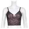 Y2K Top Mujeres Tank Top Y2k Mesh Vendaje E-Girl Floral Lace Vintage E girl Cropped Tops Y2K Outfit Mujer 210401