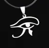 Fashion men and women stainless steel Egypt Eye of Horus Pendant titanium Jewelry Free choice bead Necklace Leather rope Cross chain