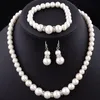 Classic Crystal Pearl Bridal Jewelry Sets Necklace Drop Earrings Bracelets Jewellery Sets For Women African Indian Earing Gift Factory price expert design Quality