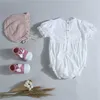 Baby Girl Boutique Белый ползунок Ручной Вышивка Цветок Хлопок Комбинезон Рожден Крещение Rompers Cretioning Испанская Одежда 210615