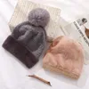 CNTANG Kvinnors Varm Double Layer Foder Hatt Faux Kanin Fur Pompom Beanies Fashion Winter Fabric Lamb Cap Casual Girls Hats 211119