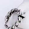 Retro Silver Square Diamond Solitaire Ring Red Black Chain Open verstelbare edelsteenringen Band voor vrouwen Men Men Mode Jewelry Will en Sandy