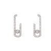 925 Sterling Silver Women Safty Pin Earring Pave Clear Shiny Cz Chic Ear Jewelry For Girl Gift 2021 Design