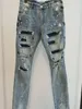 Mannen jeans luxe design broek Lange Skinny Kunstmatige diamant Vernietig de quilt Gescheurd gat designer jean Heren Designers Clothes235B