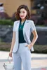 Summer Formal Ladies Pant Suits For Women Business Work Wear Set Kort ärm Black Blazer och Jacket Women039S Tvådel Pant3955733