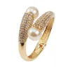 Manilai Golden Silver Color Alloy Manschettband Armband Charm Imitation Pärlor Armband Bangles För Kvinnor Smycken 2020 Tillbehör Q0717