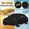 190T Materials Black Full Car Cover M/L/XL/XXL Outdoor Indoor Waterproof Sunscreen Anti UV Dustproof Wind Snow Resistant