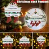 Christmas Decoration Unfinished Resin Cartoon Family Socks Statue Xmas Tree Hanging Pendant Warm Seasonal Home Ornament DHL