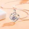 925 Sterling Silver Chain Necklaces Luxury Purple/blue/white Crystal CZ Heart Pendant Choker Necklace For Women Wedding Jewelry Gifts WA169