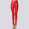 Jesień Zima Kobiety Cienki Velvet PU Skórzane Spodnie Kobiet Sexy Elastyczne Stretch Faux Skinny Pencil Pant Tight Sporter 211124