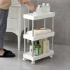 2/3/4 Tier Slim Storage Cart Mobile Shelf Unit Drawer Organizer Slide Out Trolley Cart Rack for Kitchen Bathroom Laundry Narrow 210705