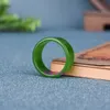 Natural Green White Hetian Jade 7-10 Storlek Flat Ring Chinese Jadeite Amulet Fashion Charm smycken hand snidade gåvor kvinnor men2691