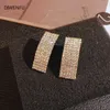 Stud 14K Yellow Gold Diament Kolczyki Dla Kobiet Square Rock Pary Office Club Luksusowa Moda Fine Jewelry
