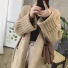 Fashion women's sweater coat autumn and winter loose outer wear thick lazy wind mid-length knitted cardigan 210520