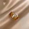 Luxus Zirkon Gold Double Student Eröffnung Ringe für Frau 2021 Mode Gothic Finger Schmuck Hochzeit Party Girl's Sexy Ring