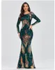 Casual Dresses Evening Dress Long Sparkle 2021 O -Neck Women Sequin Mermaid Maxi Party