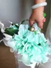 Bridal Bouquet Sky Blue Peony With White Calla Lily Green Wedding Flowers Waterfall style Accessoires de Mariage Cascading fleur artificielle Dropshipping