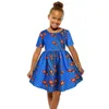 Floral National Print African Dresses for Kids Costume High Waist Pleated Girls Summer Dress Party African Clothes 8 10 12 Years Q0716