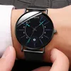 Relojes de pulsera para Hombre, moda de lujo 2021, Reloj de negocios para Hombre, correa de malla de acero inoxidable ultrafina, Reloj de pulsera de cuarzo para Hombre